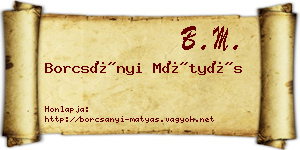 Borcsányi Mátyás névjegykártya